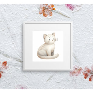 Poster de chat beige brodé Boho Neutral Kitty