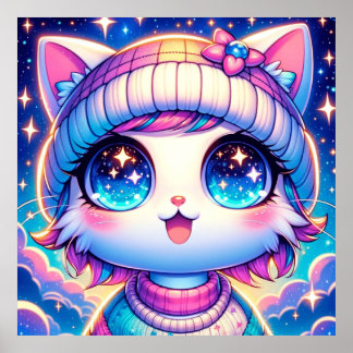 Poster de chat cosmique de Kawaii