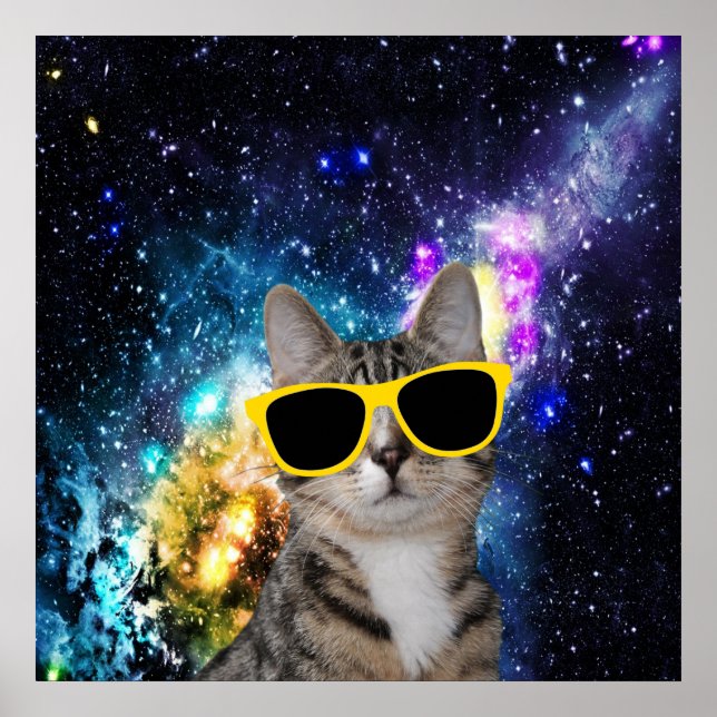 Poster de chat dans l'espace extra-atmosphérique (Devant)