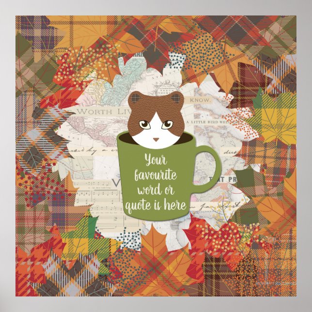 Poster de chat de pause automne (Devant)