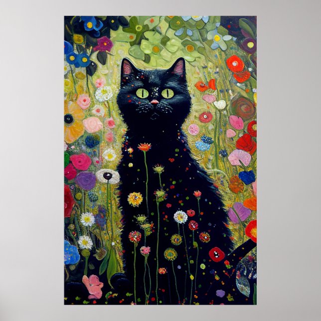 Poster de chat Gustav Klimt Garden (Devant)