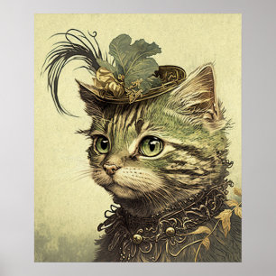 Poster de chat victorien vintage Imprimer Mur Art