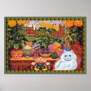 Poster de chat vintage Louis Wain Flower Lover