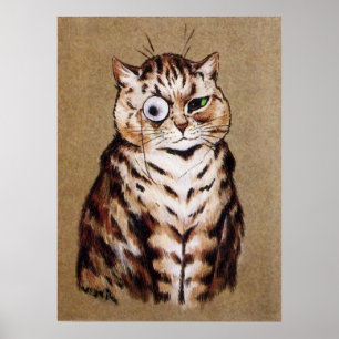 Poster de chat vintage Louis Wain Monacle