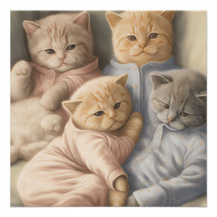 Poster de chatons en pyjama