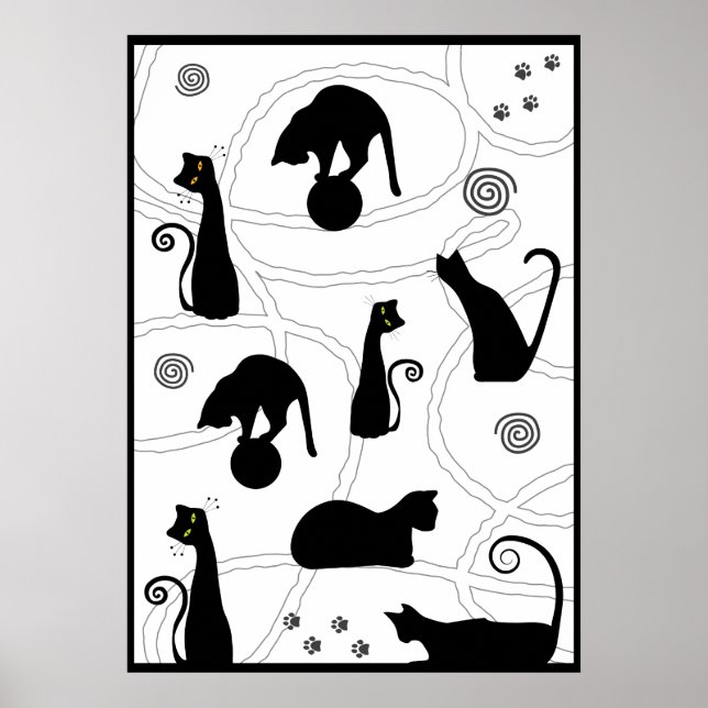 Poster de chats Whimsical Noir (Devant)