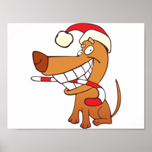 Poster de Chien dans un chapeau de Père Noël