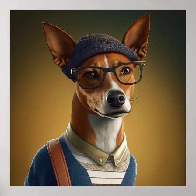 Poster de Chien de Basenji Hipster (Devant)