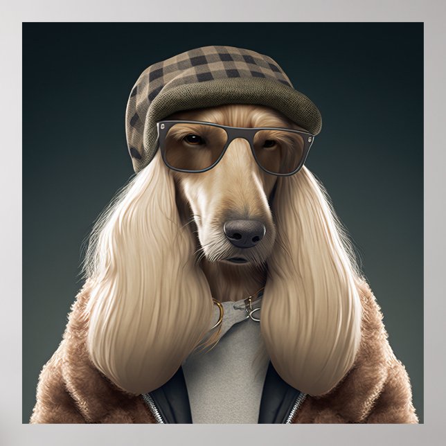 Poster de Chien Hipster Afghan Hound (Devant)