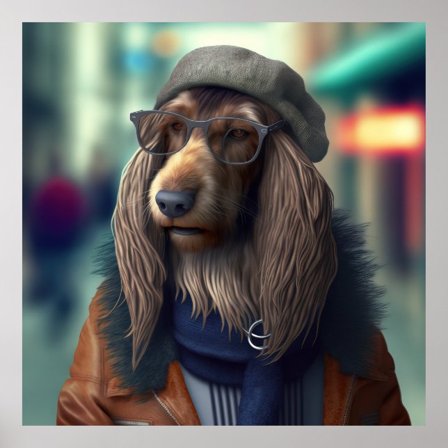 Poster de Chien Hipster Afghan Hound (Devant)