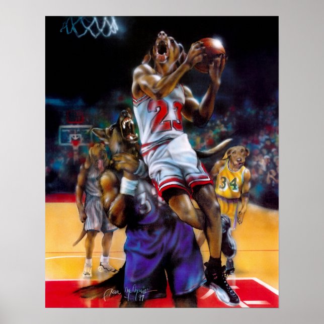 Poster De Chiens Jouant Au Basket-Ball (Devant)