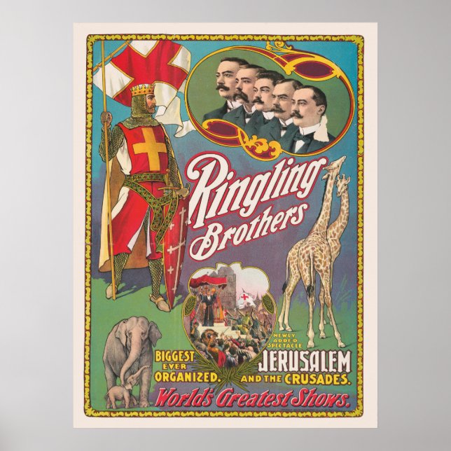 Poster de cirque vintage Ringling Brothers (Devant)