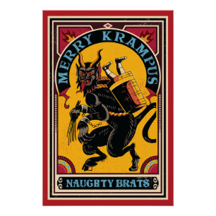 Poster de cirque Xmas Merry Krampus Naughty Brats