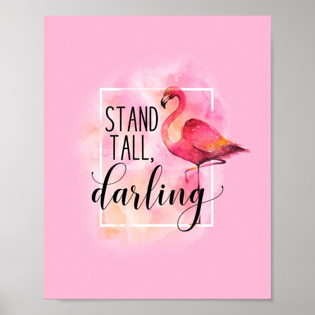 Poster de citation de Flamant rose rose foncé Stan (Devant)