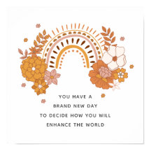 Poster de citation de motifs floraux Boho Rainbow