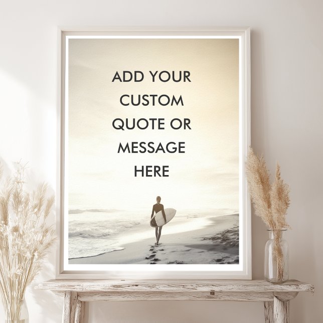 Poster de citation de surfeur de coude soleil (Custom Ocean Sunset Surfer Quote Poster)