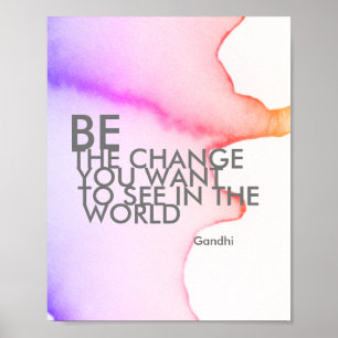 Poster de citation Gandhi être le changement aquar