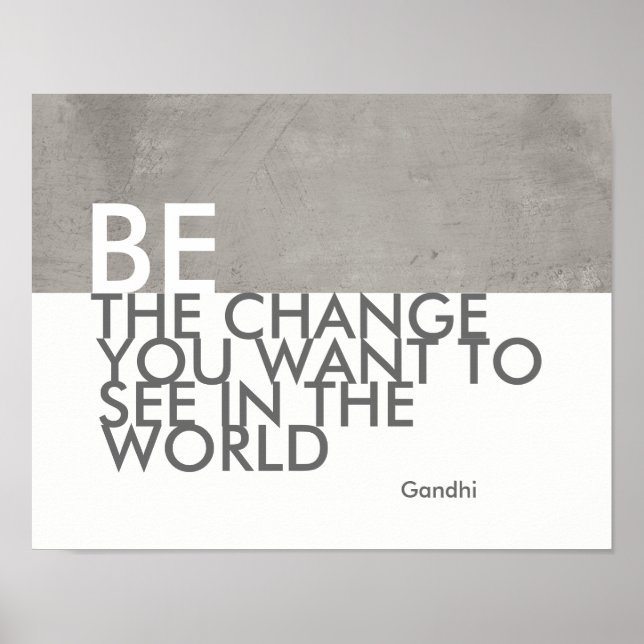 Poster de citation Gandhi être le changement gris  (Devant)