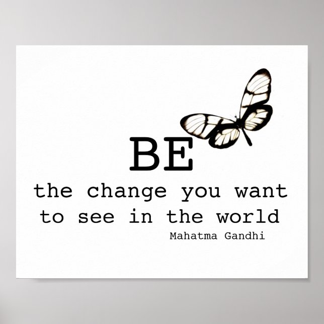 Poster de citation Gandhi être le changement noir  (Devant)