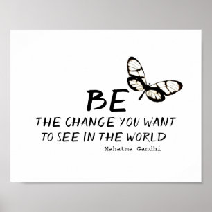 Poster de citation Gandhi être le changement noir