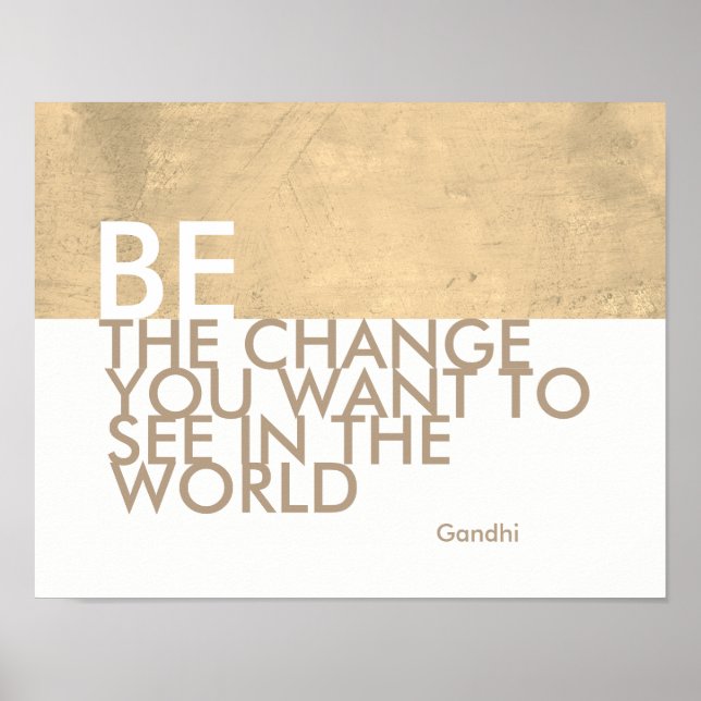 poster de citation Gandhi être le changement sépia (Devant)