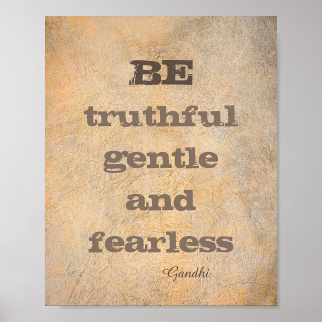 Poster de citation Gandhi turquoise sépia peint pe (Devant)