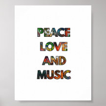 Poster de citation Peace Love And Music