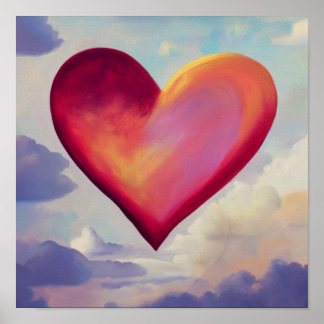 Poster de Coeur rose dans le ciel