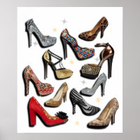 Poster de collage de chaussures haute talon