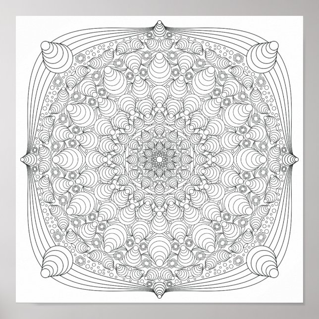 Poster de coloriage - Illusion Optique Mandala B (Devant)