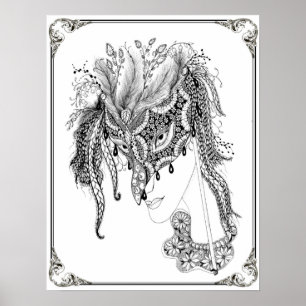 Poster de coloriage "L'art mascarade de Mme Dee"