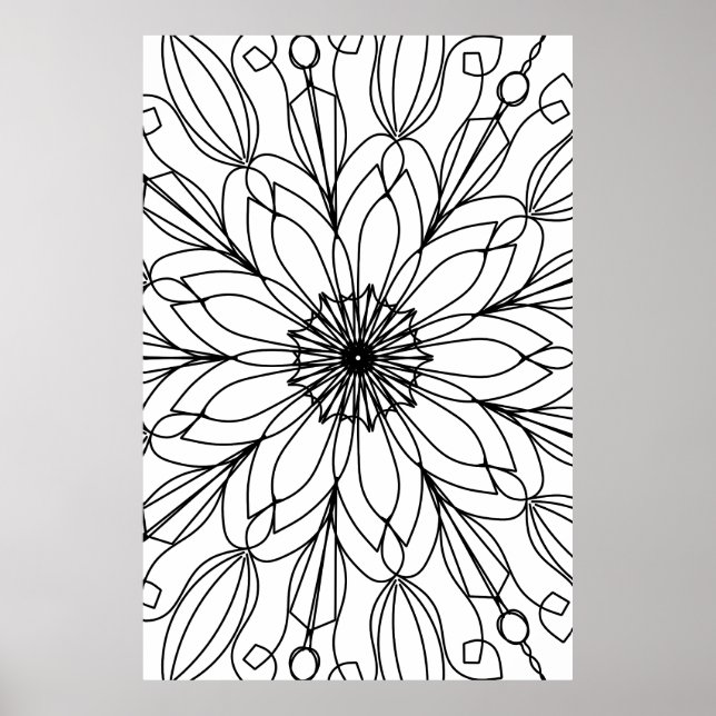 Poster de coloriage, Mandala (Devant)