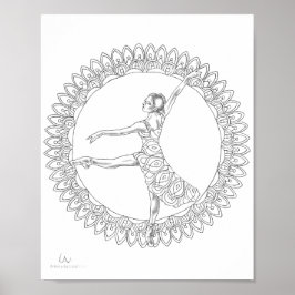 Poster de coloriage pour adultes Ballerina Mandala