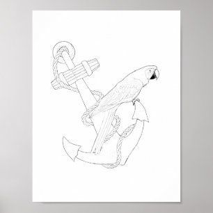 Poster de coloriage pour adultes de perroquets nau