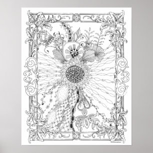 Poster de coloriage pour adultes "L'amour des tour
