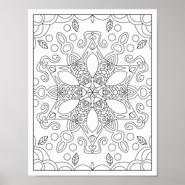 Poster de coloriage pour adultes Mandala (Devant)