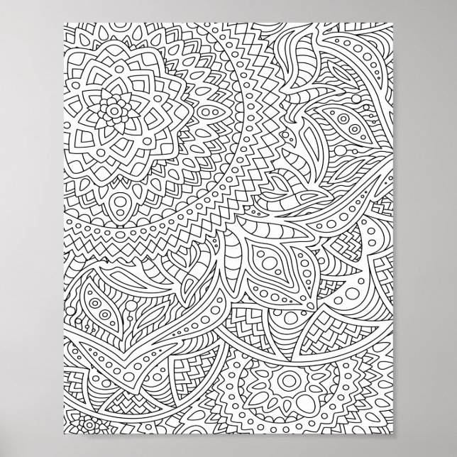 Poster de coloriage pour adultes Mandala (Devant)