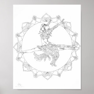 Poster de coloriage pour adultes Mandala Jazz Danc