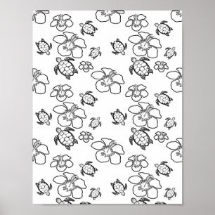 Poster de coloriage pour adultes Motifs hawaïens
