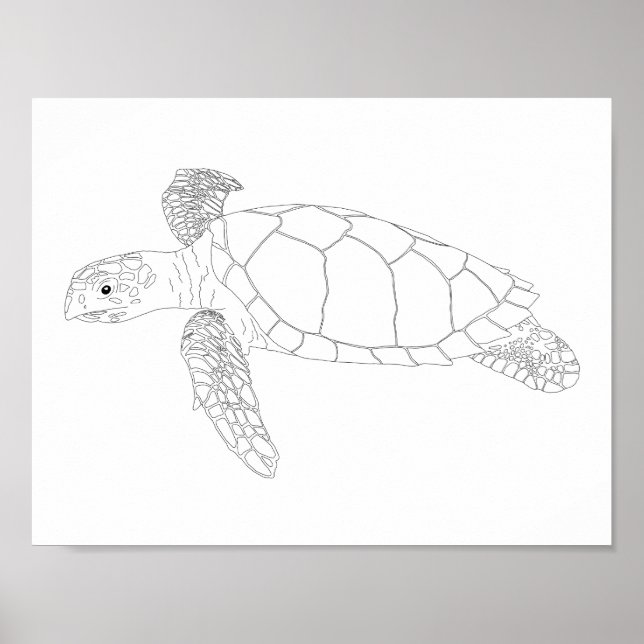 Poster de coloriage pour adultes Seaturte (Devant)