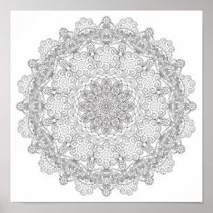 Poster de coloriage - Tourbillonnant Lacy Mandala