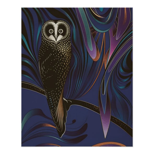 Poster de conception de hibou mur d'art Psychedeli (Devant)