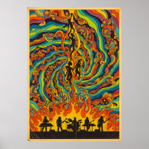 Poster de concert psychédélique vintage des années