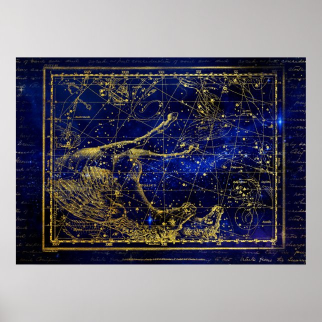 poster de constellation de chevaux et dauphins (Devant)
