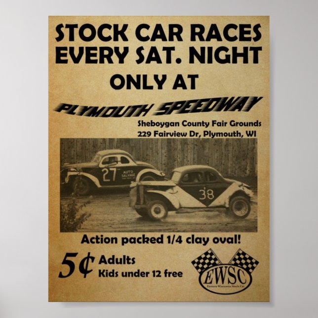 Poster de course automobile stock vintage (Devant)