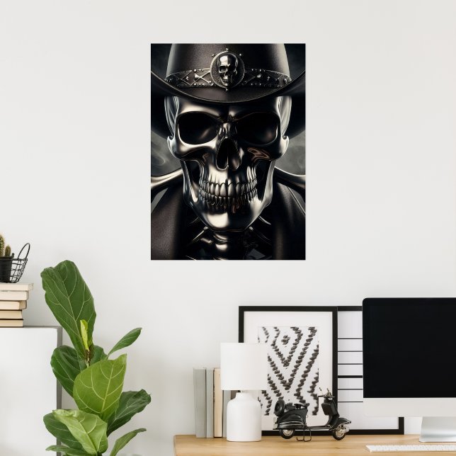 Poster de cow-boy du crâne métallique (Bureau à domicile)