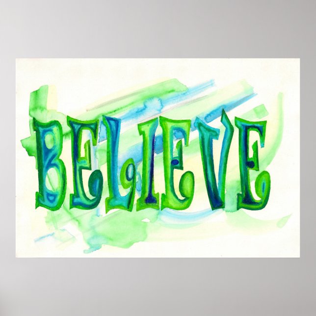 Poster de Croire Huile Pastel Aquarelle (Devant)