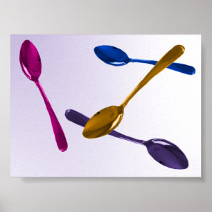 Poster de cuillères colorées culinaires