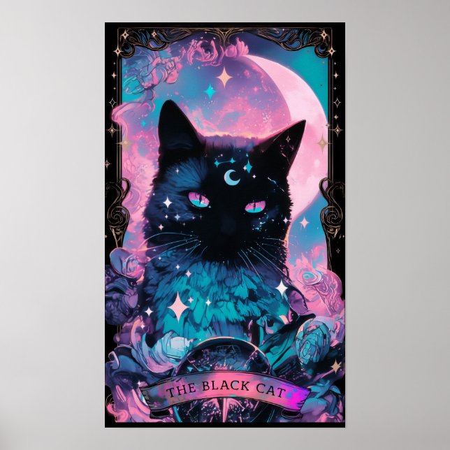 Poster de cuisine de la carte Tarot de chat noir (Devant)