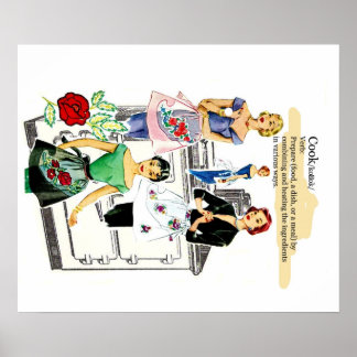 Poster de cuisine vintage avec cuisinière et tabli